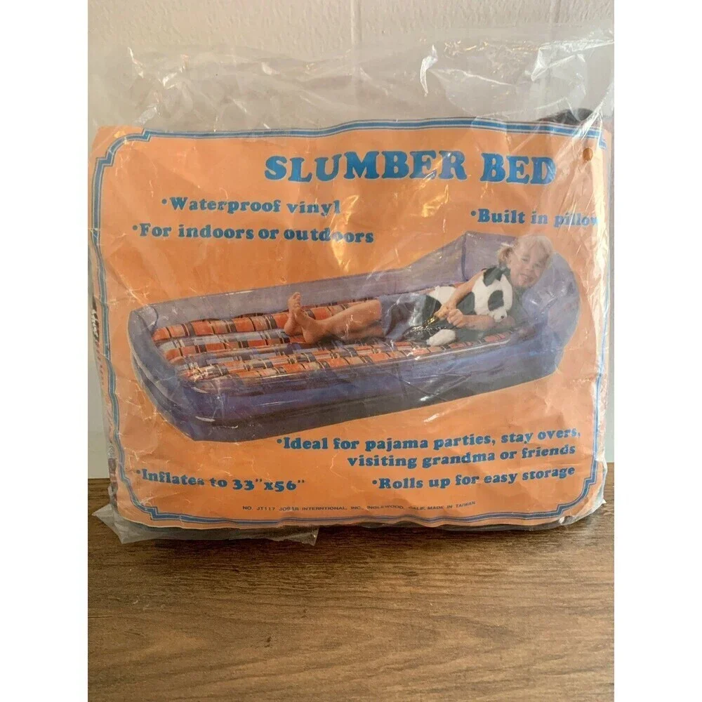 VTG 80s 90s Jobar International Slumber Bed Inflatable Mattress Pillow Pool Viny